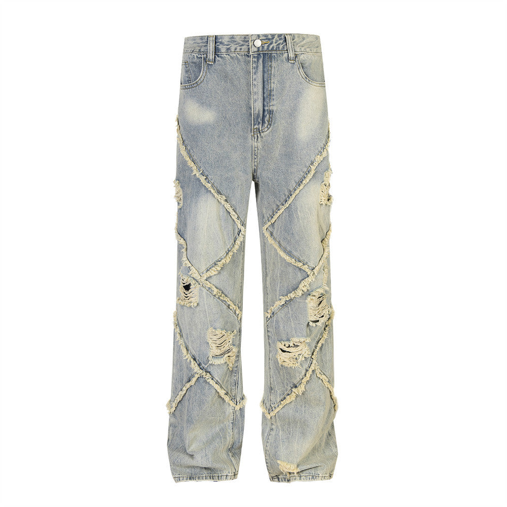 Ripped Stitching Jeans For Men And Women