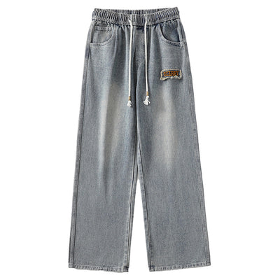 Fashion Letter Embroidery Black Jeans For Women
