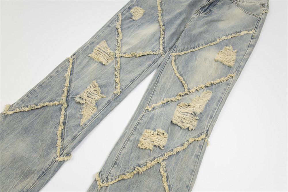 Ripped Stitching Jeans For Men And Women